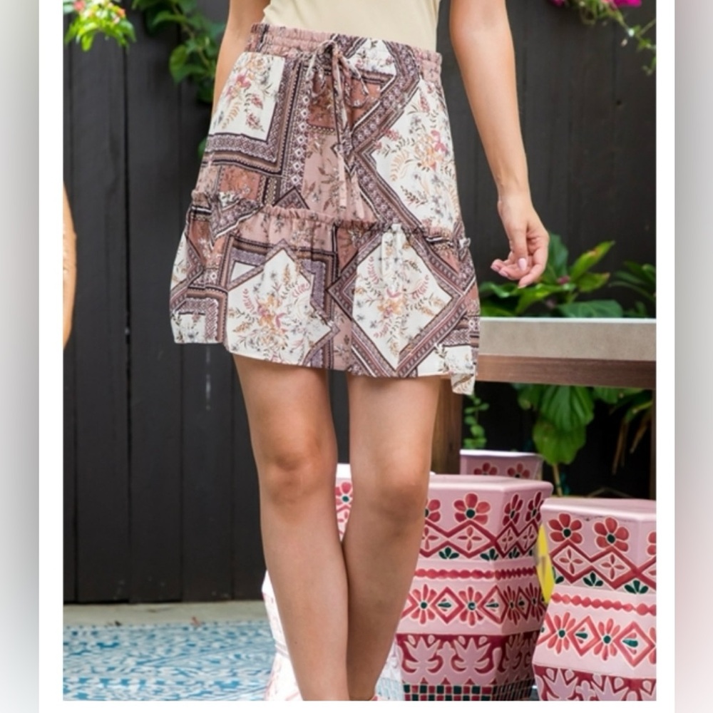 Boho Print Mini Skirt